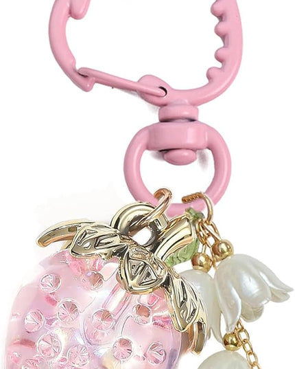 Agromusk Cute Strawberry Keychain,Bag Charms,Kawaii Heart Flower Daisy Key chains Accessories Decor for Girls Purse Gift