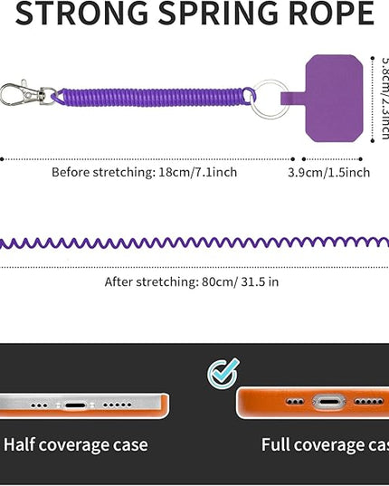 Phone Tether Lanyard Anti Theft Phone Strap with Carabiner Anti-drop Outdoor Skiing Hiking Cycling fishing Climbing fit iPhone and Most Cell Phone (Black+Purple)
