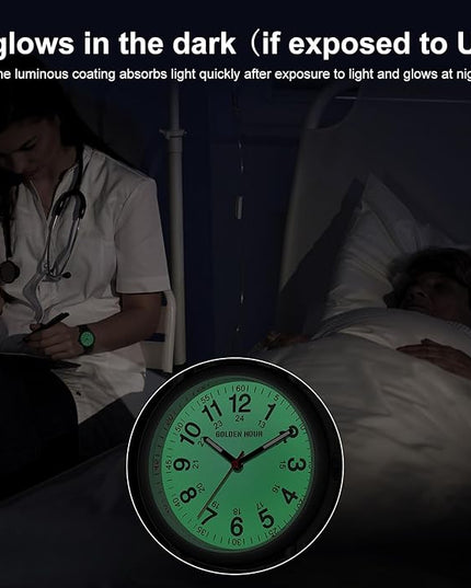 GOLDEN HOUR Waterproof Nurse Watch for Medical Professionals, Students Women Men - Military Time Luminouse Easy Read Dial, 24 Hour with Second Hand, Colorful Silicone Band