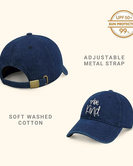 CHOK.LIDS Be Kind Trendy Womens Baseball Cap Unisex Fashion Cotton Polo Style Fun Inspirational Saying Seasonal Headwear