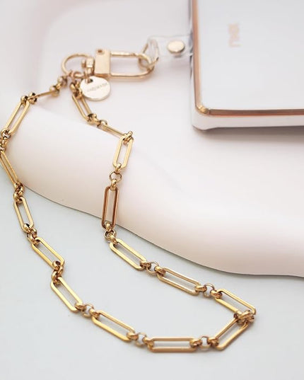 Pearl Beaded Phone Charm Wrist Strap,Cute Bracelet Wristlet Lanyard,Gold Double Chain for Phone Case,Purse Bag Wallet