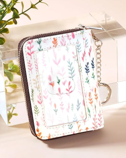 FurArt Zipper Wallet Women, RFID Blocking Credit Card Wallet, Business Card Holder, Compact Size KeyChain Wallet
