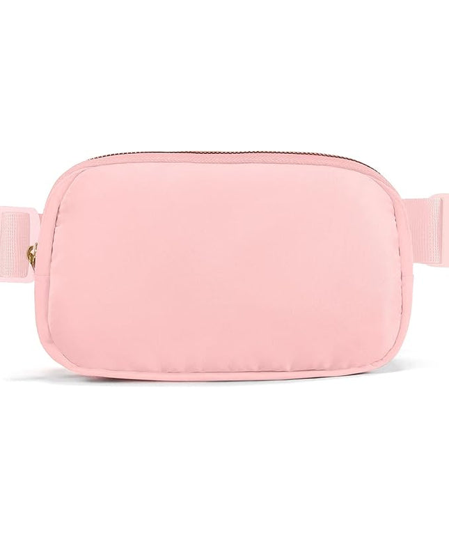 Cwualo Belt Bag Zipper Fanny Pack Crossbody Bags for Women,Fashion Nylon Waist Packs, Water Repellent Two Way wear with Adjustable Strap Gifts for Teenage Girls Women Men(pink)