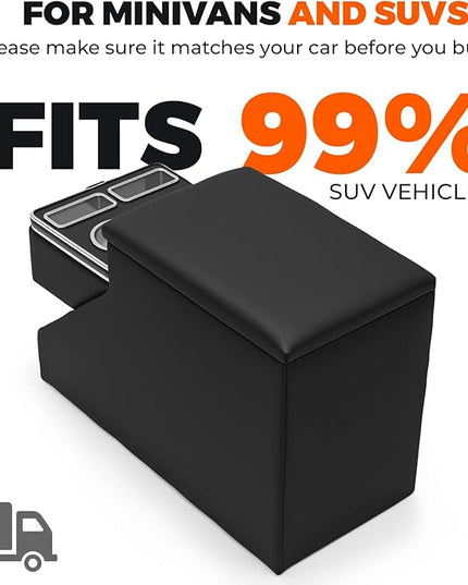 Center Console Between Seat Organizer for Minivans, SUVs, Middle Van Console Floor Console Organizer Storage Box with Phone Holder& Cup Holders for Minivans Console Organizer Storage Box with Locking