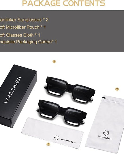 VANLINKER Thick Square Sunglasses for Men Women Retro Chunky Rectangle Shades UV400 Protection VL9731