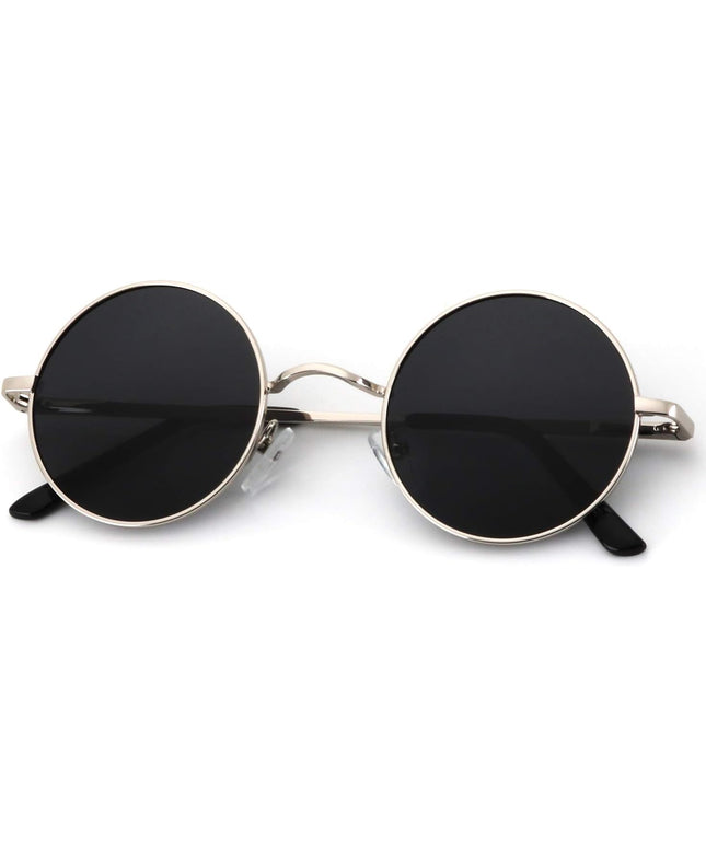 KALIYADI Round Polarized Sunglasses for Men Women Retro Metal Hippie Circle Style Sun Glasses UV Protection