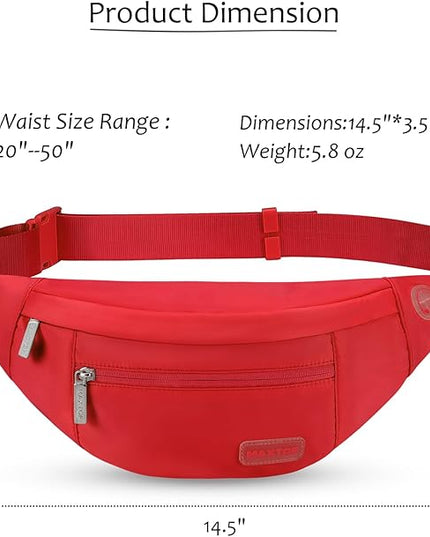 MAXTOP Large Crossbody Fanny Pack with 4-Zipper Pockets,Gifts for Enjoy Sports Festival Workout Traveling Running Casual Hands-Free Wallets Waist Pack Phone Bag Carrying All Phones