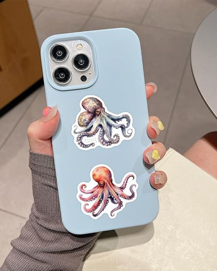 55 Pcs Octopus Stickers Pack for Kids Teens Adults, Oceans Theme Stickers Waterproof Vinyl Stickers and Decals for Water Bottles Skateboard Car Bike Phone Case Laptop