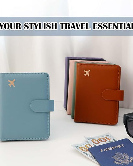 Melsbrinna Premium Leather Passport Holder Covers Case, Waterproof Rfid Blocking Travel Wallet Passport Holder with Pen Holder, Cute Passport Book for Women/Men