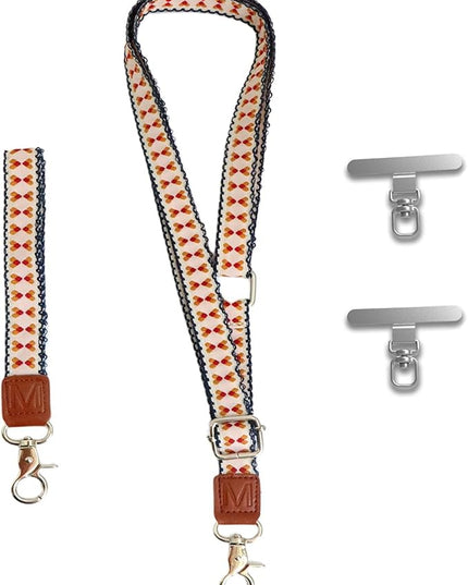 LEMEDE Wrist Keychain and Adjustable Phone Lanyard, Silver Hook Phone Crossbody Strap with 360° Rotating Phone Pads