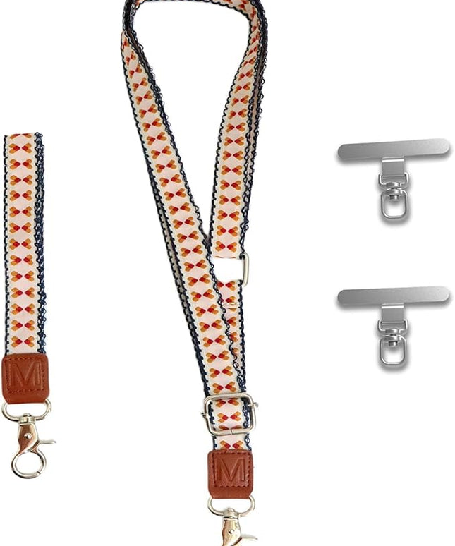 LEMEDE Wrist Keychain and Adjustable Phone Lanyard, Silver Hook Phone Crossbody Strap with 360° Rotating Phone Pads
