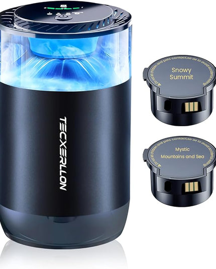 Car Air Freshener, Car Diffuser with Smart Spray Modes (4 Settings) & Essential Oil Monitor, 1600 Sprays USB-C Rechargeable, Auto On/Off, 2 Scents Refills, Car Scent with Ambient Light