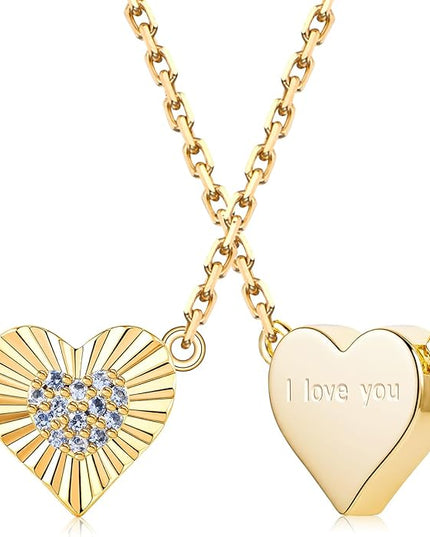 Dainty 14k Gold Heart Necklace, Birthstone Necklace for Women Trendy, Tiny Cubic Zirconia Choker Pendant Necklaces, Cute Love Jewelry Birthday Gifts for Girlfriend Daughter Niece Wife Her