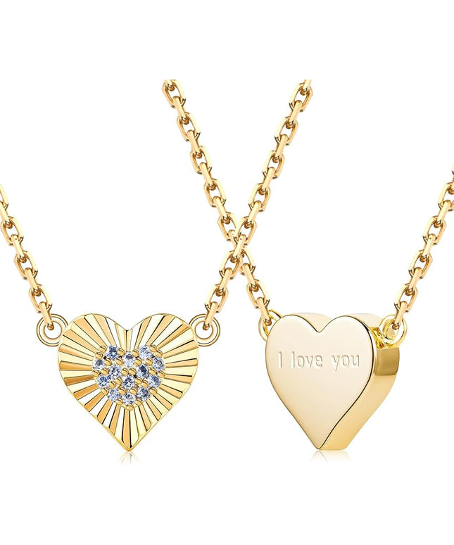 Dainty 14k Gold Heart Necklace, Birthstone Necklace for Women Trendy, Tiny Cubic Zirconia Choker Pendant Necklaces, Cute Love Jewelry Birthday Gifts for Girlfriend Daughter Niece Wife Her