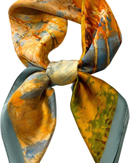 kcctoo 27.5" Mulberry Silk Feeling Head Scarf Women's Fashion Square Neck Satin Scarfs for Bag Hair Scarves Gift