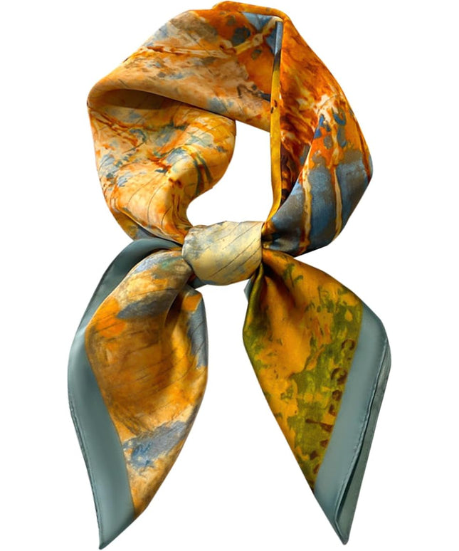 kcctoo 27.5" Mulberry Silk Feeling Head Scarf Women's Fashion Square Neck Satin Scarfs for Bag Hair Scarves Gift