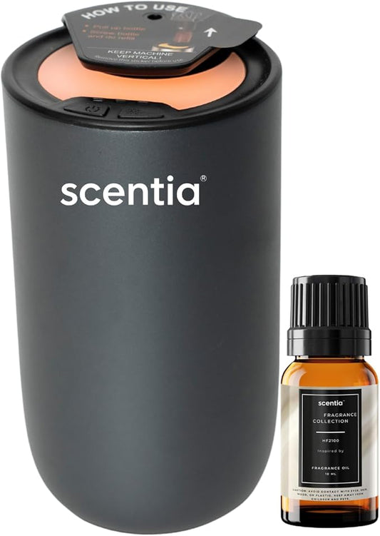 Waterless Essential Oil Diffuser Starter Kit-Wireless Portable Scent Diffuser for Home Room Car Office, Smart Car Freshener, Dual Modes, Auto Shut-Off, 3 Mist Levels, Ambient Light, Valentine Gift
