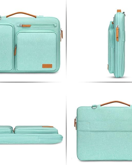 MOSISO 360 Protective Laptop Shoulder Bag,14 inch Computer Bag Compatible with HP Lenovo Dell ASUS Acer, HP, Dell Latitude, Lenovo,Side Open Messenger Bag with 4 Zipper Pockets&Handle, Aqua Green