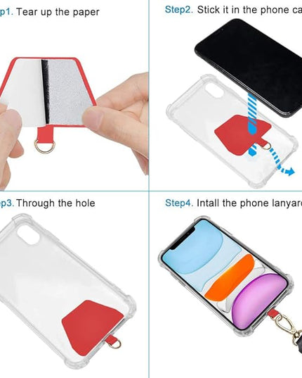 SHANSHUI Phone Leash, Universal Cell Phone Neck Lanyard and Wrist Strap Tether Lanyard Patch Compatible for Protection iPhone, Samsung Galacy and All Smartphones -Red