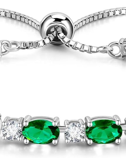 FANCIME Birthstone Tennis Bracelets Sterling Silver Bolo Tennis Bracelets Charm Fine Jewelry Birthday Gifts for Women Mom Wife Her