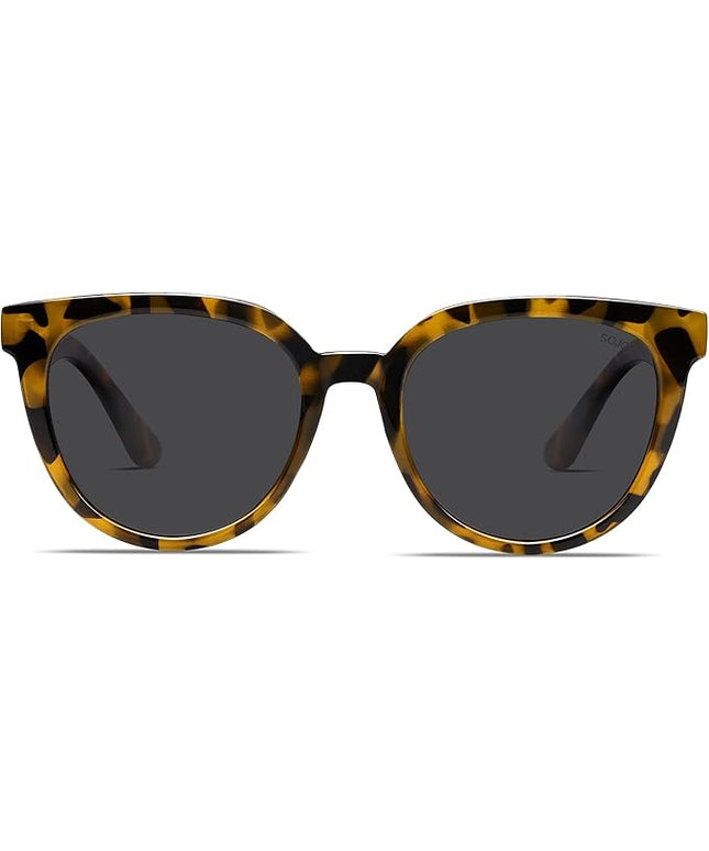 SOJOS Trendy Cat Eye Round Polarized Sunglasses for Women Fashion UV Protection Sunnies Sunglasses SJ2175