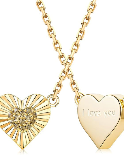 Dainty 14k Gold Heart Necklace, Birthstone Necklace for Women Trendy, Tiny Cubic Zirconia Choker Pendant Necklaces, Cute Love Jewelry Birthday Gifts for Girlfriend Daughter Niece Wife Her