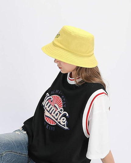 XYIYI Fashion Embroidery Bucket Hat Cotton Beach Fisherman Hats for Women Girls