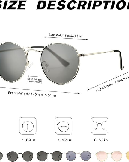 Pro Acme Small Round Metal Polarized Sunglasses for Women Retro Designer Style
