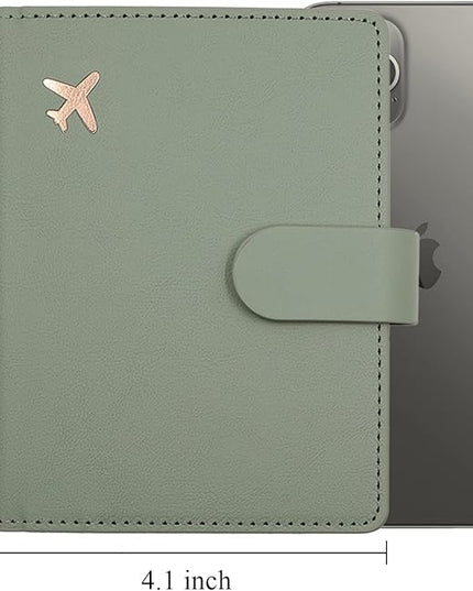 Deziliao Passport Holder,Passport Holder Card Slots, Passport and Vaccine Card Holder Combo, Cute Passport cover for Women and Men, with Waterproof Rfid Blocking, Passport Travel Wallet(Moss green)