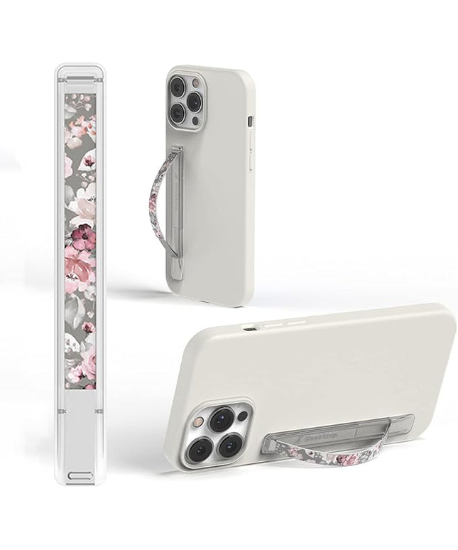 SleekStrip SleekGrip-Essential Ultra Thin Phone Grip Stand,Slim Metal Finger Loop Ring Hand Holder Strap Cell Phone Grips for iPhone 16 Pro Max,17 Air,Android,Case Back - Frosted x Misty Rose