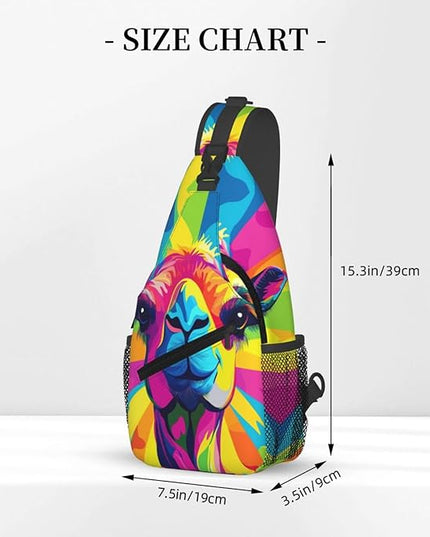 Animal Face Sling Bag Crossbody Bags Chest Bag Backpack for Travel Running and Hiking for Men Women Colorful Camel