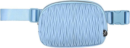 C.C Belt Bag for Women – Quilted Fanny Pack Crossbody Waist Bag with Adjustable Strap, Fashion Gift Idea (Materasse - Denim)