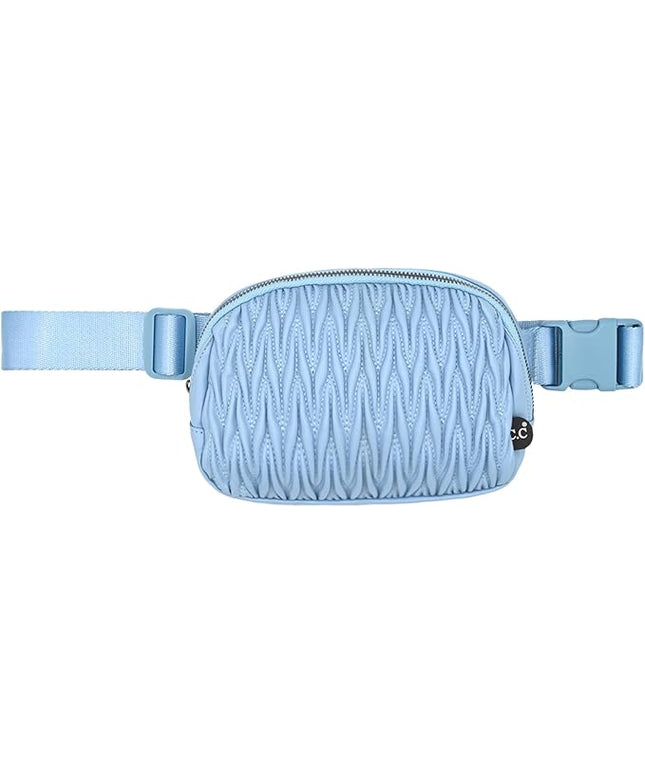 C.C Belt Bag for Women – Quilted Fanny Pack Crossbody Waist Bag with Adjustable Strap, Fashion Gift Idea (Materasse - Denim)
