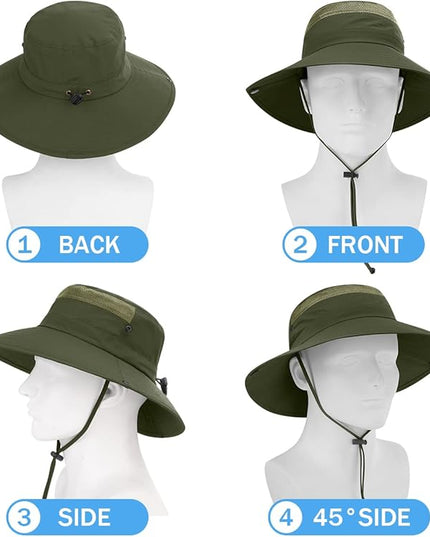 3 Pack Mens Boonie Sun Hat UV Protection Outdoor Bucket Fishing Hat for Hiking Safari & Gardening