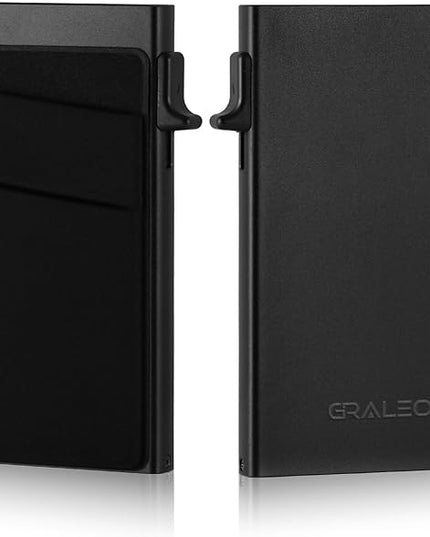 Slim Card Holder Wallet for Men with 12 Card Slots,RFID Blocking Pop Up men's wallet,Metal Wallet with Superelastic Material Expandable Front Pocket Perfectly holds cards,bills,and coins(Black)
