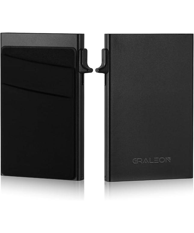 Slim Card Holder Wallet for Men with 12 Card Slots,RFID Blocking Pop Up men's wallet,Metal Wallet with Superelastic Material Expandable Front Pocket Perfectly holds cards,bills,and coins(Black)
