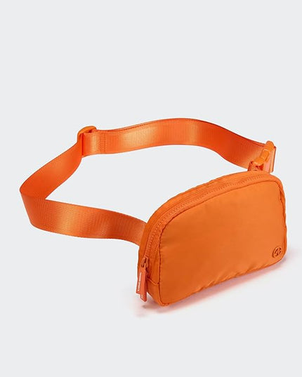 Pander Two Way Zipper Fanny Pack Nylon Everywhere Belt Bag for Women, Water Repellent Waist Packs, Crossbody Bags with Adjustable Strap (Dark Orange).