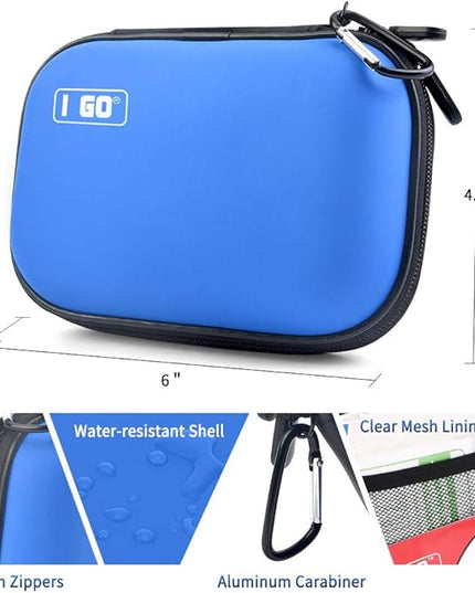 I GO 85 Pieces Hard Shell Mini Compact First Aid Kit, Small Personal Emergency Survival Kit for Travel Hiking Camping Backpacking Hunting Marine Car
