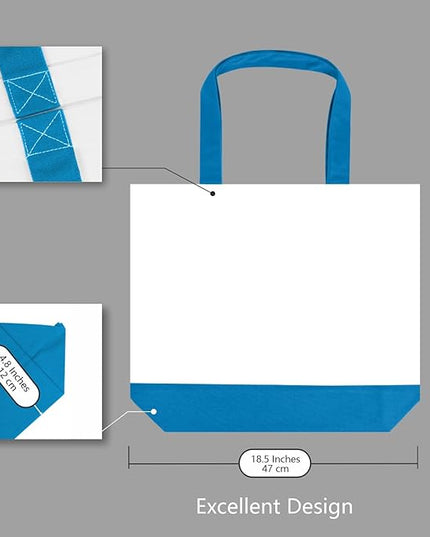 TOPDesign 3-Pack Super Strong Large 12oz Cotton Canvas Tote Bags, Reusable Grocery Shopping Cloth Bags, Fashionable Two-Tone Totes for Crafts, DIY Your Creative Designs