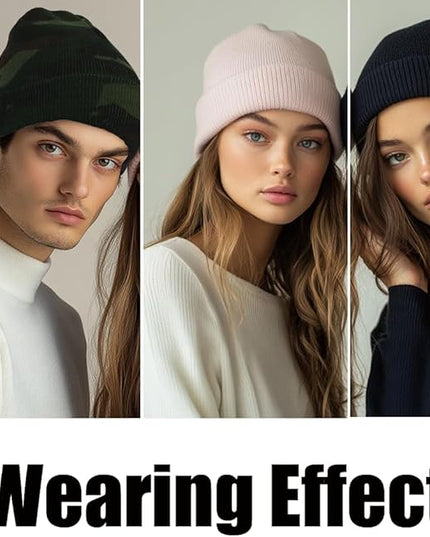 ZH 12-Pack Knitted Winter Beanie Hats for Men and Women, Warm and Cozy Cuffed Skull Caps, Bulk Purchase