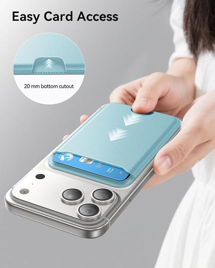 TWZKG for MagSafe Wallet, 3 Card Holder, Slim Magnetic Phone Wallet for iPhone 17/16/15/14/13/12 Pro Max Plus Air Series,RFID Blocking Vegan Leather,SkyBlue