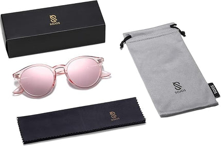 SOJOS Retro Round Polarized Sunglasses for Women Men Classic Vintage Sunnies SJ2069