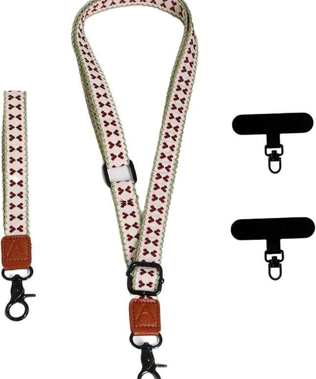 Adjustable Lanyard for Phone, Camera, Name Tags, ID card, Keychain and Wristlet Straps with 2 phone pads(Black)