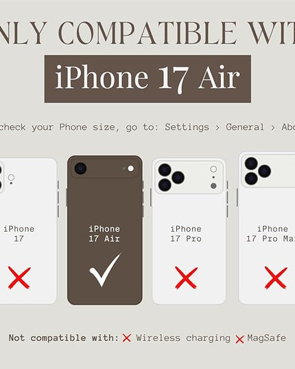 Walli Cases for iPhone 17 Air Case Aesthetic Wallet Phone Case Card Holder, Securely Holds up to 2 Cards - Cute, Trendy Phone Cover for Women, fits iPhone 17 Air, with Kickstand & Finger Strap