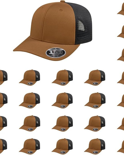 Cap America i8502 Flexfit 110 Premium Mid Profile 6-Panel Mesh Back Trucker Cap Hat w/UV Guard & Adjustable Snapback