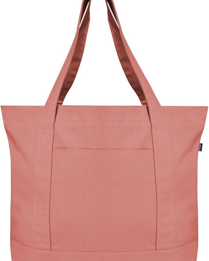 Eco Right Canvas Tote Bag for Women with Zip & Inner Pocket, 100% Organic Cotton Tote Bags for Men, Shopping, Beach