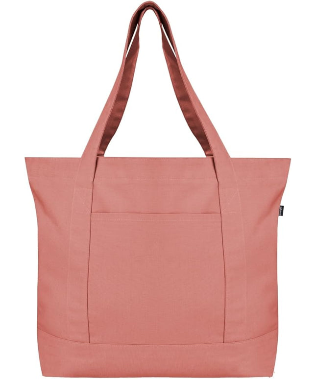 Eco Right Canvas Tote Bag for Women with Zip & Inner Pocket, 100% Organic Cotton Tote Bags for Men, Shopping, Beach
