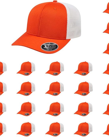 Cap America i8502 Flexfit 110 Premium Mid Profile 6-Panel Mesh Back Trucker Cap Hat w/UV Guard & Adjustable Snapback