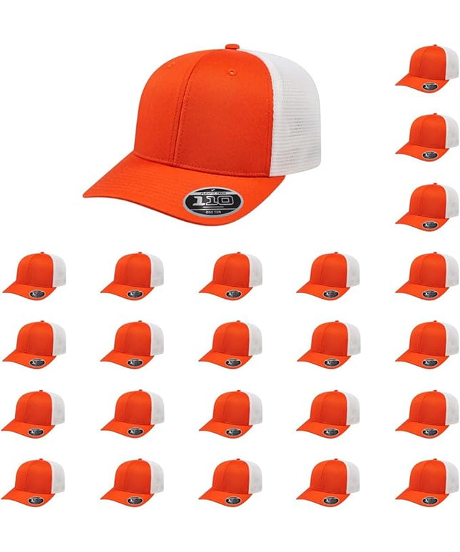 Cap America i8502 Flexfit 110 Premium Mid Profile 6-Panel Mesh Back Trucker Cap Hat w/UV Guard & Adjustable Snapback