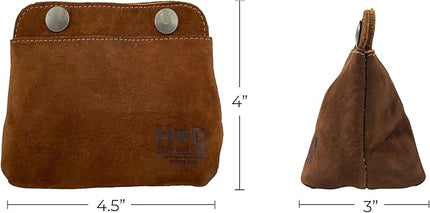 Hide & Drink, Leather Double Snap Pouch, Coin Purse, Cash & Card Holder, Cable Organizer, Makeup, Handmade (Swayze Suede)